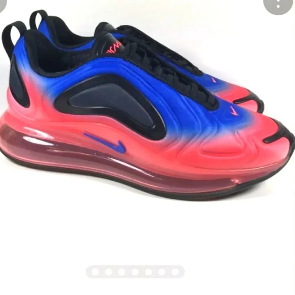 NIKE AIR MAX 720 GS BLACK RACER BLUE LACE-UP CLOSURE SNEAKER G1 - Picture 1 of 15
